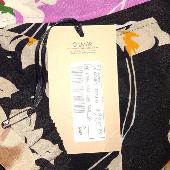 ❤️NWT GILMAR NO 21 100% Silk Pleated Floral Skirt Sz 38 Italy $975 - Picture 5 of 9